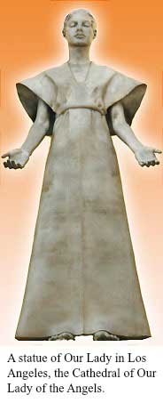 A statue of Our Lady in Los Angeles, the Cathedral of Our Lady of the Angels. 