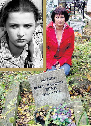 Автор материала на заброшенной могиле Ольги БГАН (слева)