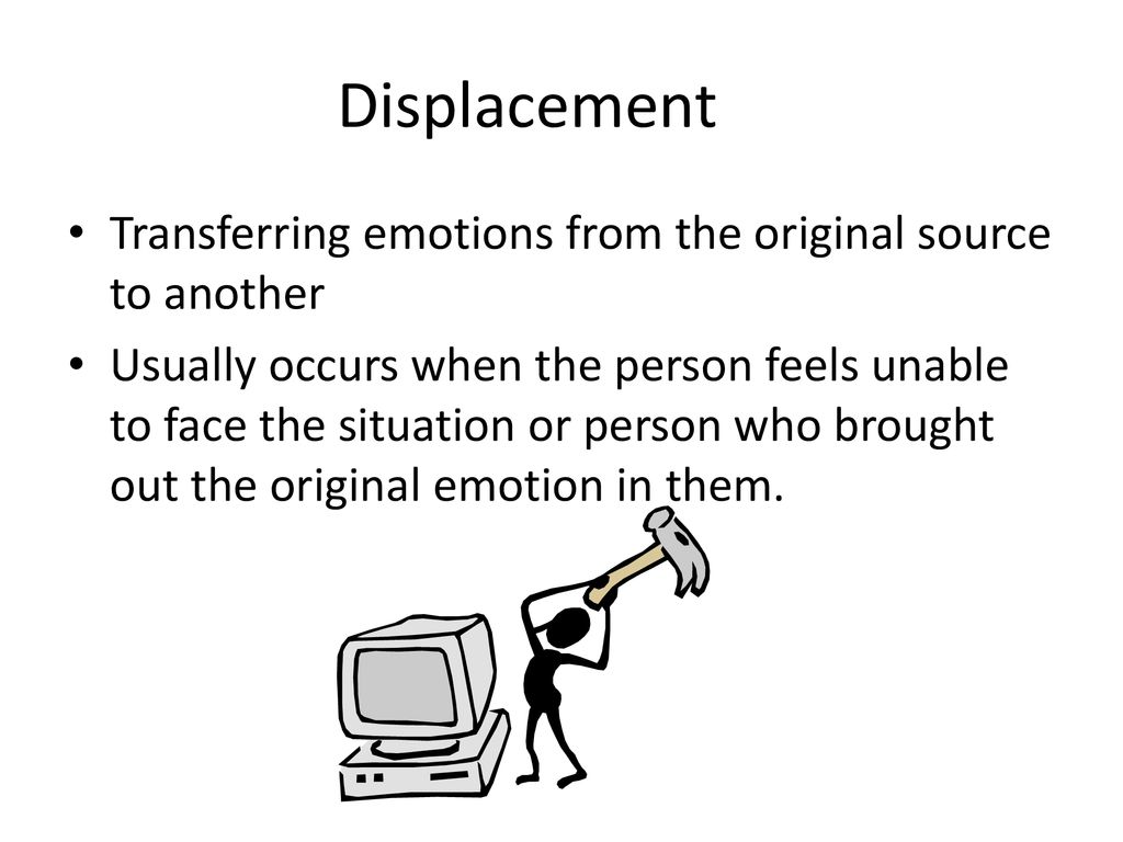 Displacement Transferring emotions from the original source to another