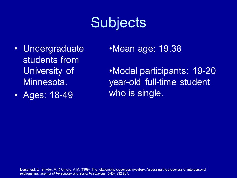Subjects Undergraduate students from University of Minnesota.