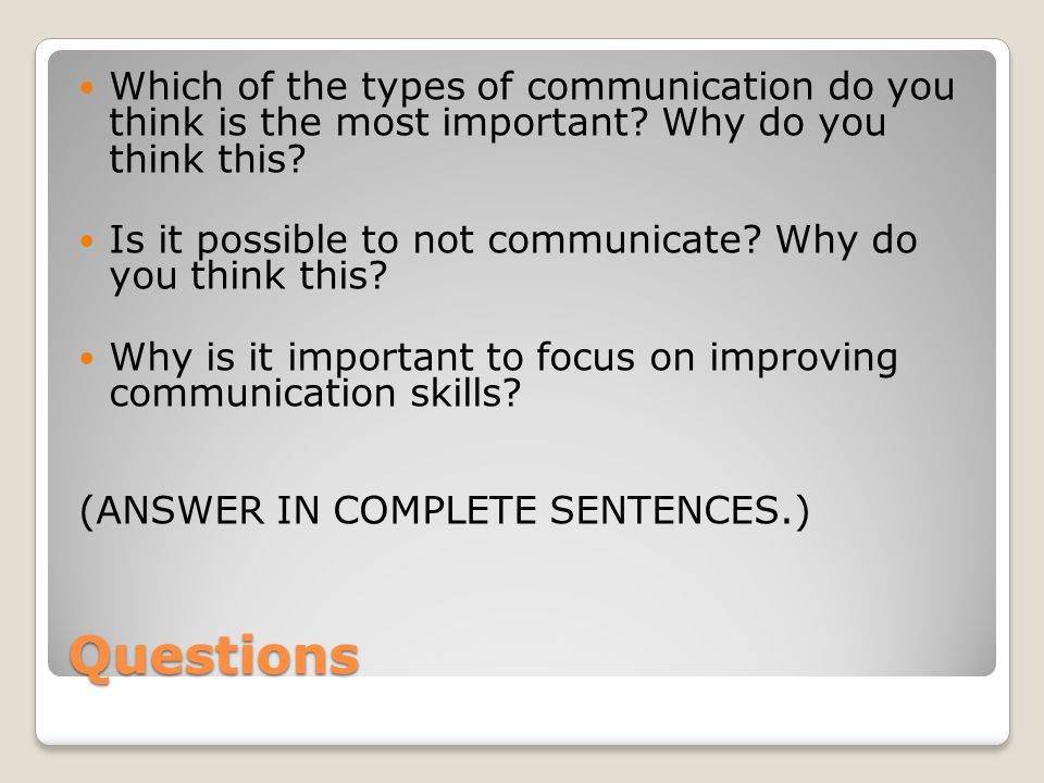 Which of the types of communication do you think is the most important