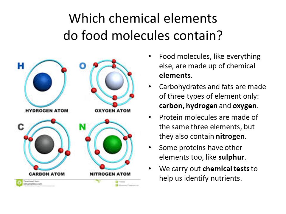 Which chemical elements do food molecules contain