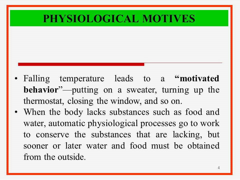 PHYSIOLOGICAL MOTIVES