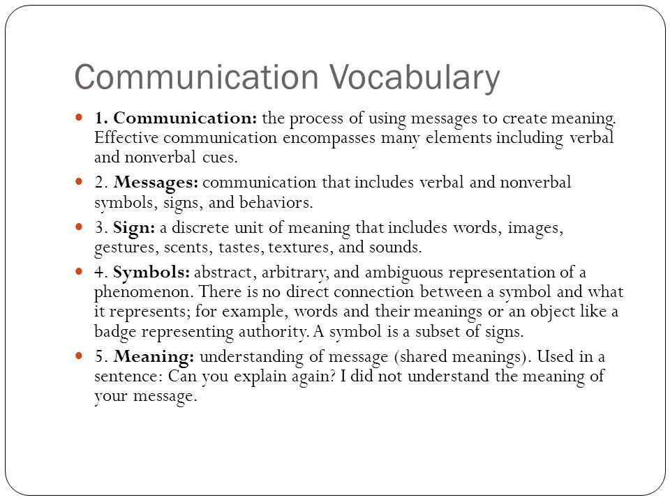 Communication Vocabulary