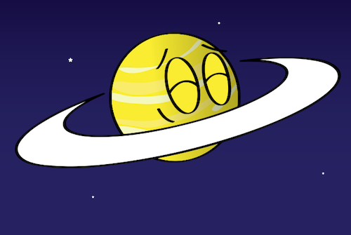 Cartoon of Saturn with a 