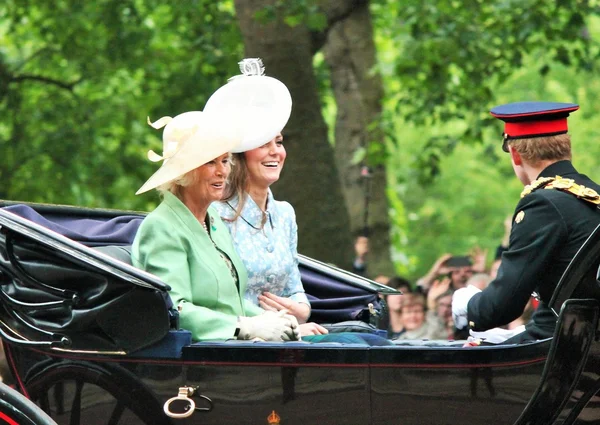 LONDON, UK - JUNE 13: Kate Middleton and Camilla Rosemary seat on the Coach at Queen