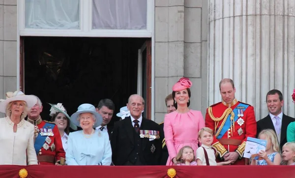 Queen Elizabeth Prince philip London June 2017- Trooping the Colour Prince George William, harry, Kate & Charlotte Balcony for Queen Elizabeth