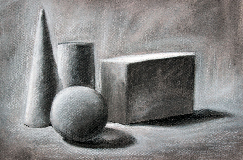 Draw forms with charcoal