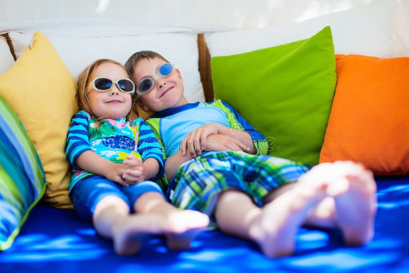 Brother and sister. Portrait of brother and sister on vacation stock photos