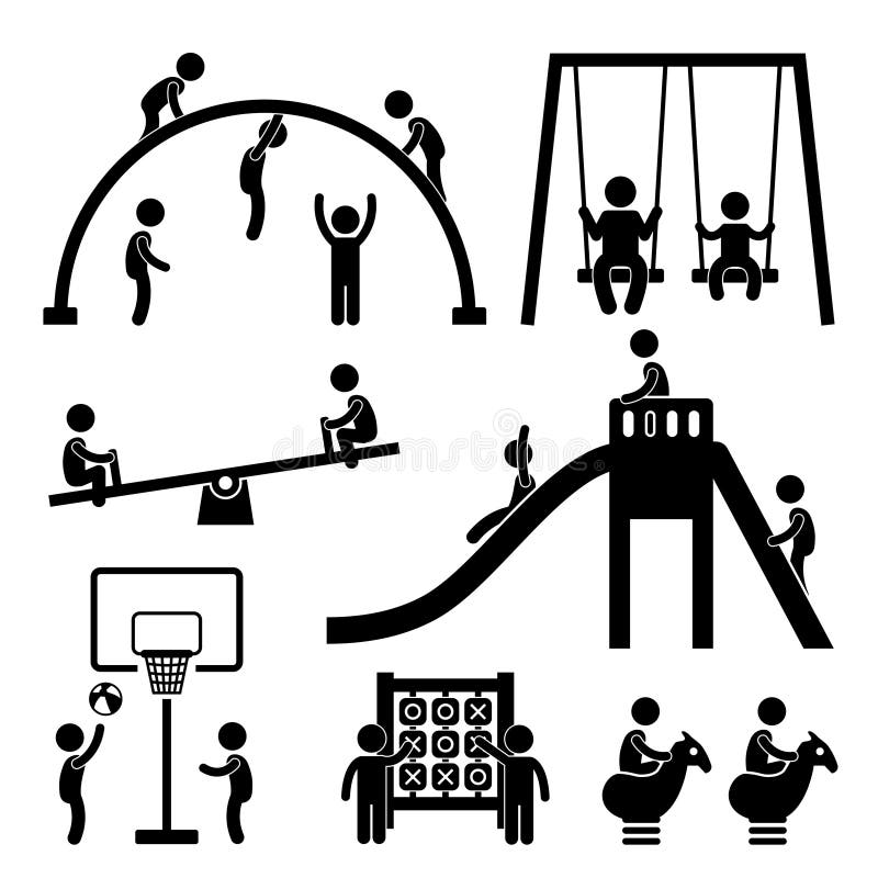 Children Playground Outdoor Park. A set of pictogram representing a children playground royalty free illustration