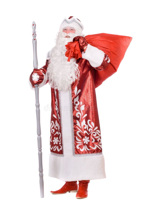 Ded Moroz with the bag. Ded Moroz (Father Frost) with the bag of Christmas gifts royalty free stock photography