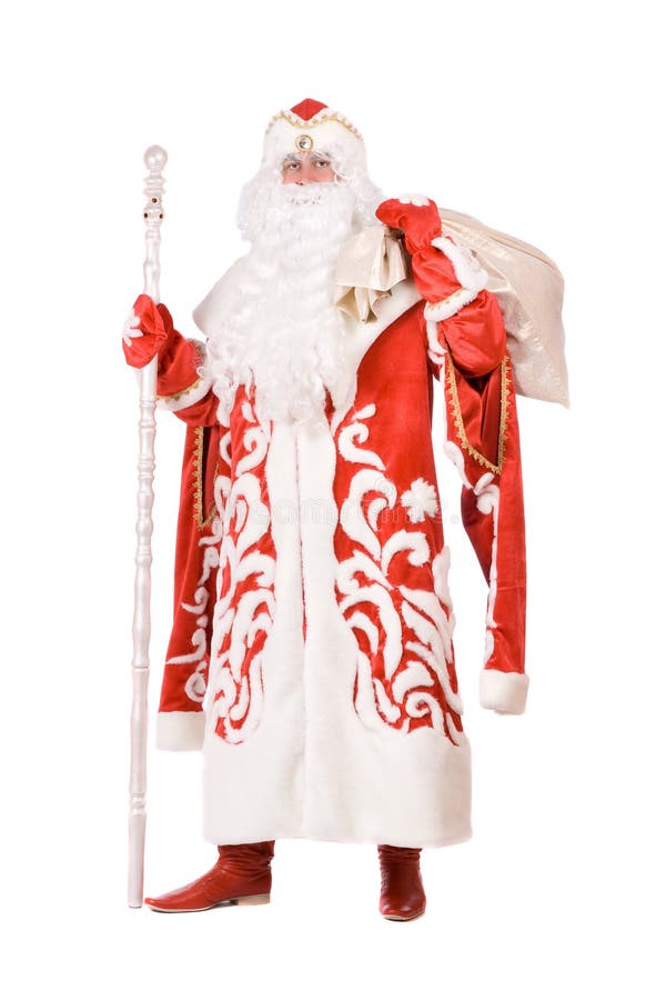 Ded Moroz (Father Frost) with a bag. Russian Christmas character Ded Moroz (Father Frost) with a bag stock image