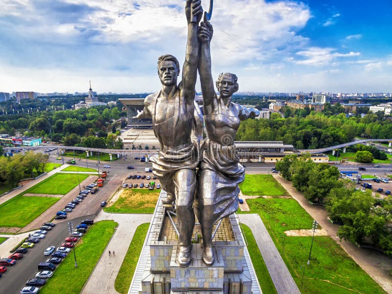 Famous soviet monument Worker and Collective Farmer, Moscow stock photo