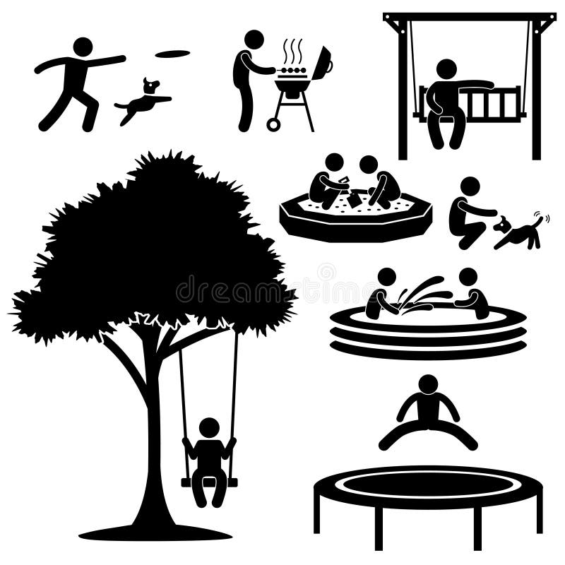 Home Backyard Activity Pictogram. A set of pictogram representing people