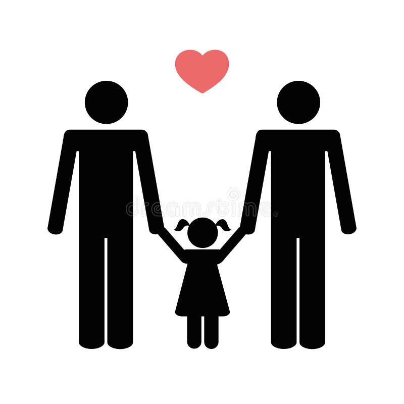 Homosexual family with two dads and child pictogram. Vector illustration EPS10 royalty free illustration