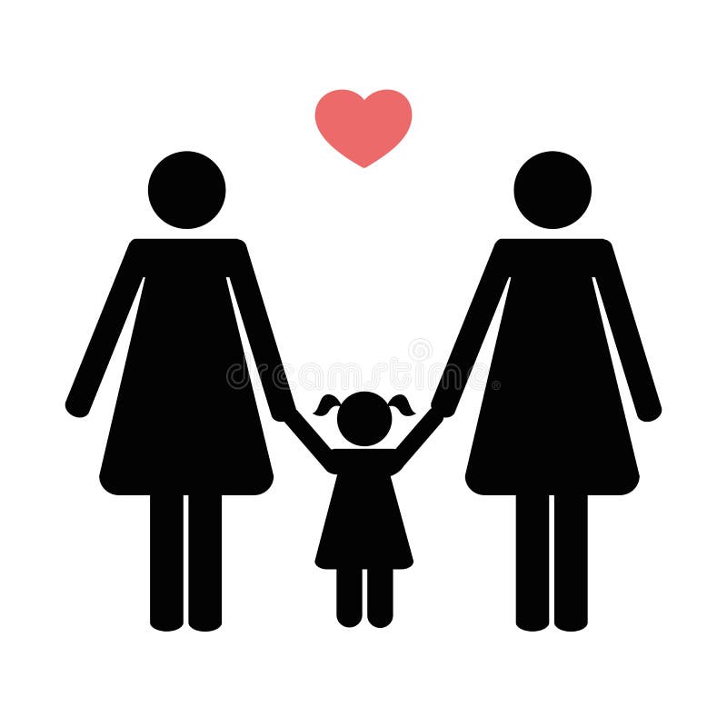 Homosexual family with two mums and child pictogram. Vector illustration EPS10 royalty free illustration
