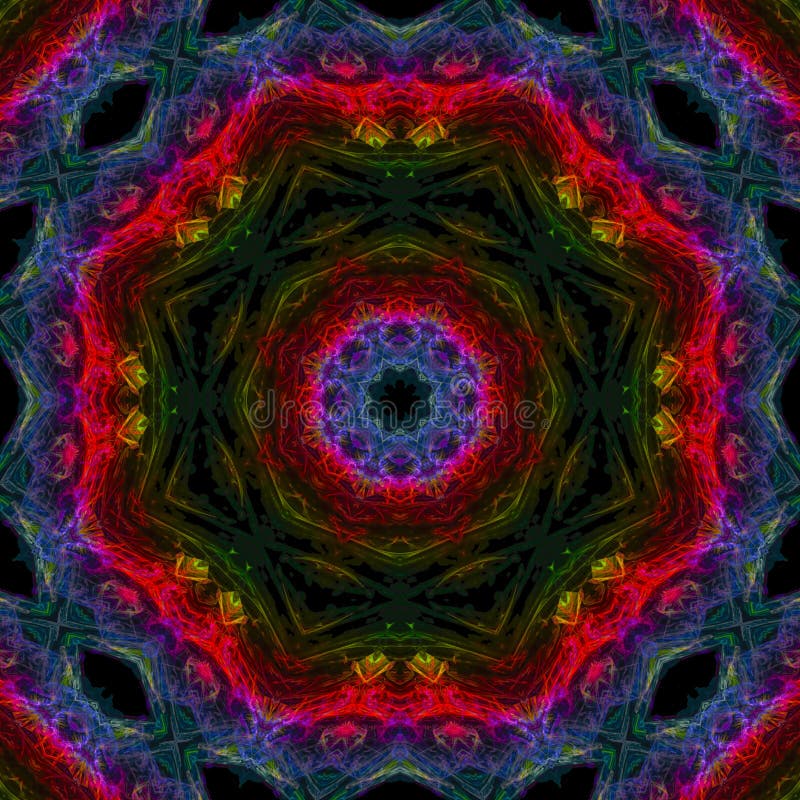 Mandala kaleidoscope, imagination intricate abstract effect mosaic , oriental decor. Mandala kaleidoscope, abstract digital oriental decor magic intricate royalty free illustration