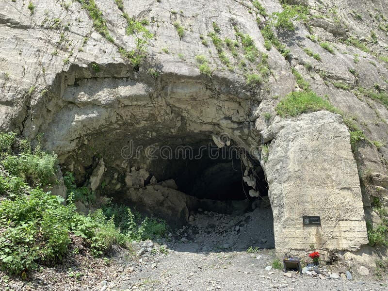 Nort Ossetia,  Russia, June, 23, 2019. Memorial plaque in memory of Sergei Bodrov, who died in the Karmadon gorge at the descent o. Nort Ossetia,  Russia royalty free stock image