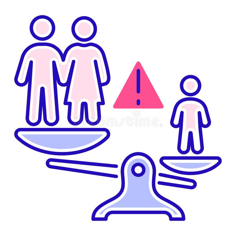 Parents bullying kids color line icon. Human rights. Child abuse. Violence in family. Isolated vector element. Outline pictogram. For web page, mobile app stock illustration