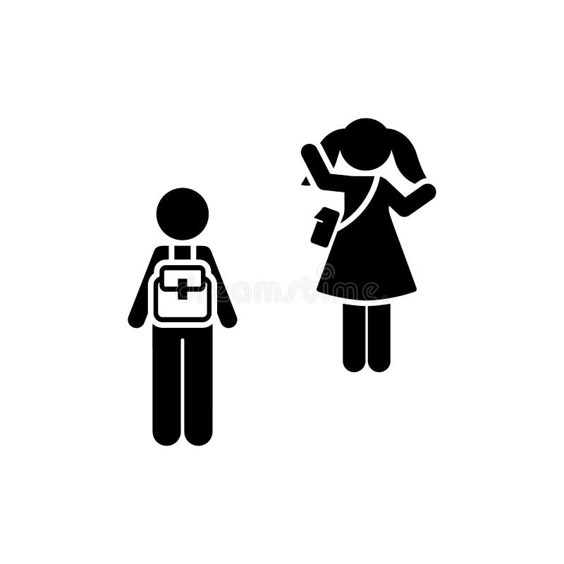 School, boy, girl, bye,  icon. Element of children pictogram. Premium quality graphic design icon. Signs and symbols collection. Icon on white background vector illustration
