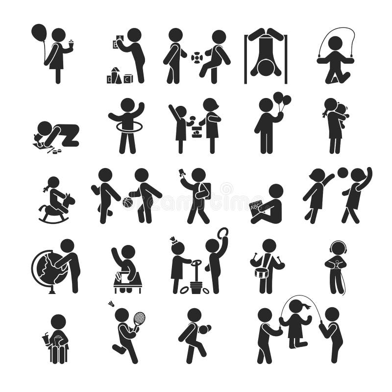 Set of children activities play and learn ,Human pictogram Icons. Eps10 vector format vector illustration