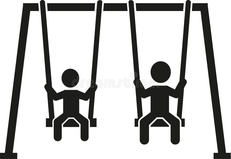 Swing with two kids pictogram. Vector vector illustration