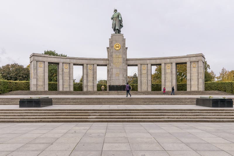 View of the famous Soviet Memorial in the Tiergarten park in Berlin, Germany stock photography