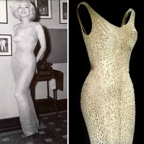 «Кожа и бисер» — так назвала подобные платья Мэрилин Монро. Изначальная стоимость наряда — 12000 долларов, а через 37 лет оно было продано с аукциона за 1,26 миллионов.