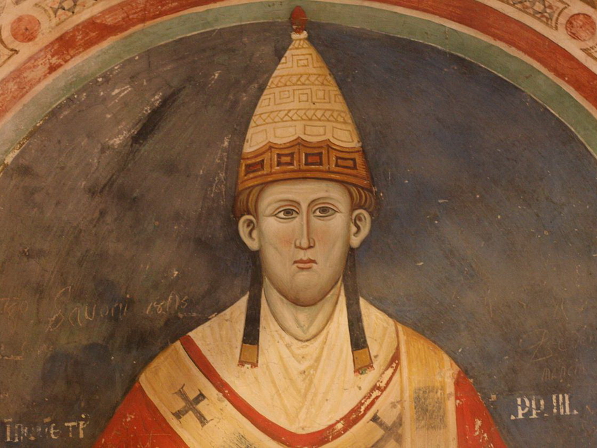 ​Папа Иннокентий III, основатель Sanctum Officium (cредневековая фреска) - Процесс века: Жанна д’Арк перед костром 