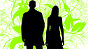 A silhouette of a man and a woman 
