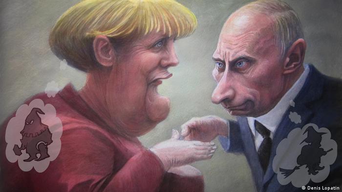 Меркель и Путин с недовольными лицами