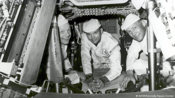  The Apollo 11 crew: Neil Armstrong, commander; Michael Collins, command module pilot; and Buzz Aldrin, lunar module pilot (from left)