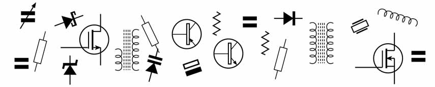 Selection of common circuit symbols