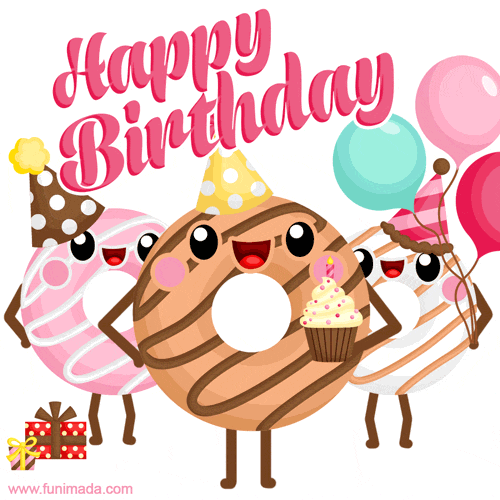 Funny Dancing Donuts - Free Happy Birthday Animated Image