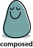 Cartoon blob shape that has a composed expression