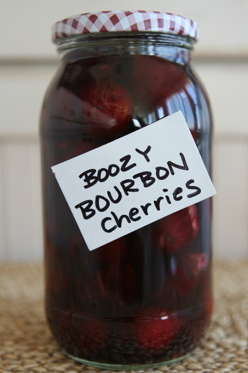 jar of Boozy Bourbon Cherries