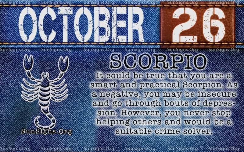 october 26 Scorpio birthday calendar