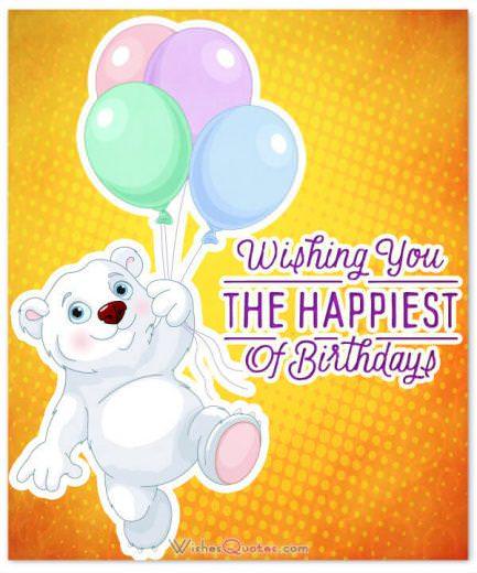 Birthday card with bear and balloons